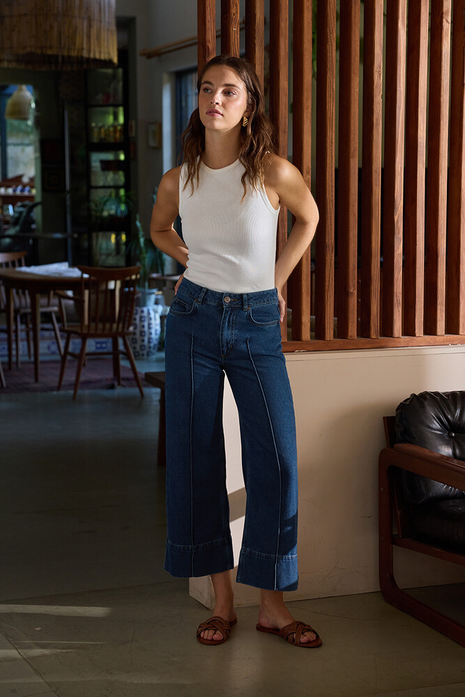 BE BLUE - KOYU MAVİ NERVÜRLÜ JEAN