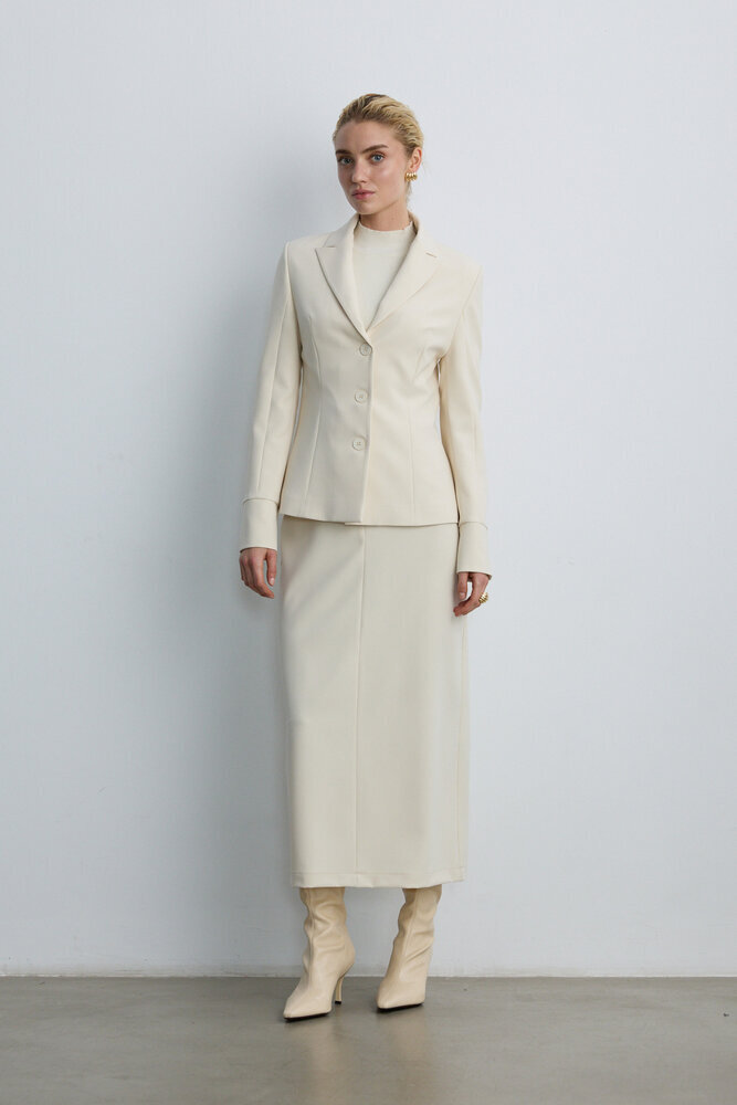 BE BLUE - KREM BELE OTURAN BLAZER