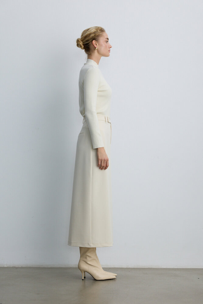 BE BLUE - KREM DİKİŞ DETAYLI KALEM ETEK