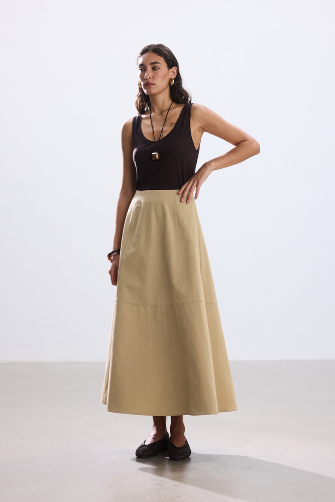 BE BLUE - KUM DİKİŞ DETAYLI PAMUKLU ETEK