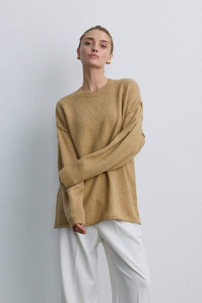 BE BLUE - KUM DİKİŞ DETAYLI TRİKO KAZAK