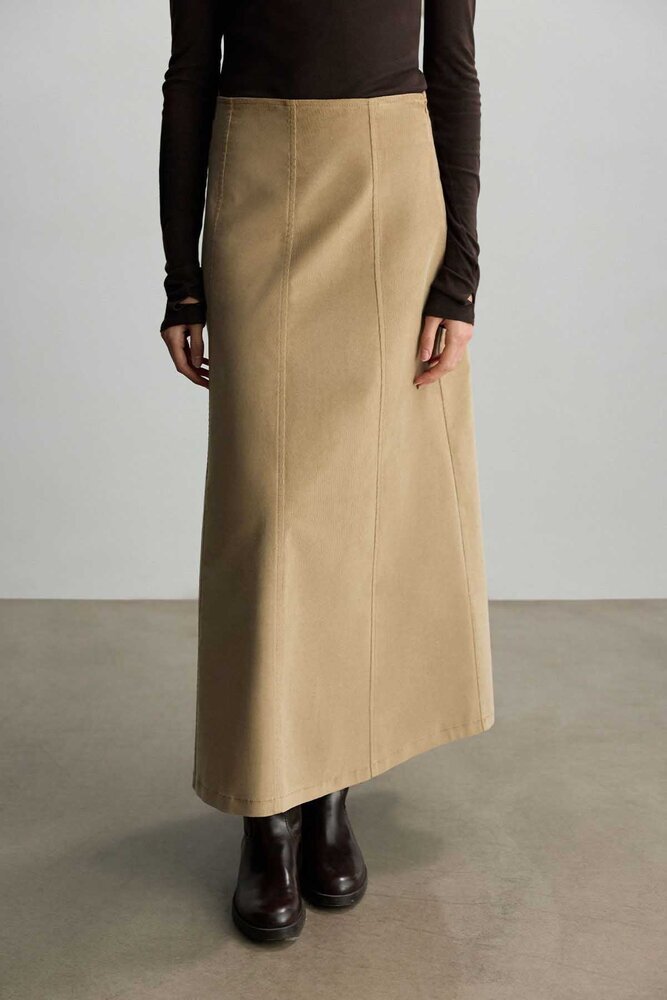 BE BLUE - KUM KADİFE PARÇALI ETEK