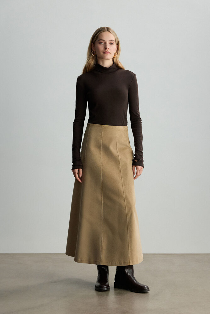 BE BLUE - KUM KADİFE PARÇALI ETEK