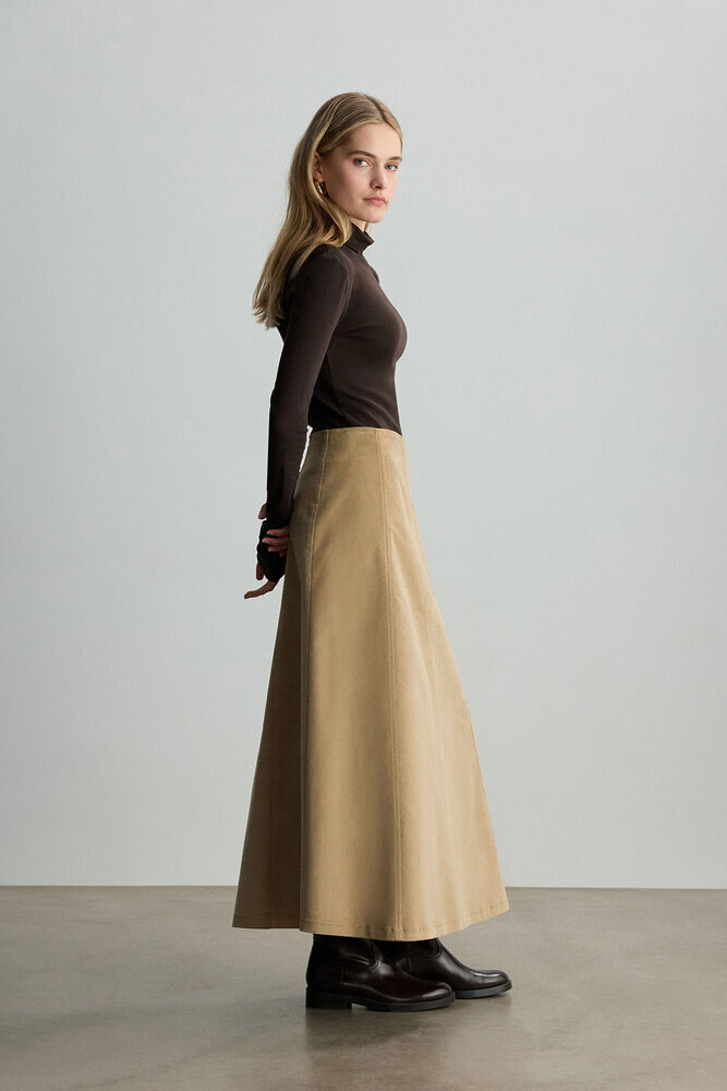 BE BLUE - KUM KADİFE PARÇALI ETEK