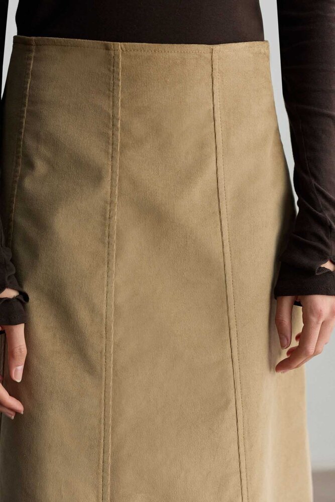 BE BLUE - KUM KADİFE PARÇALI ETEK