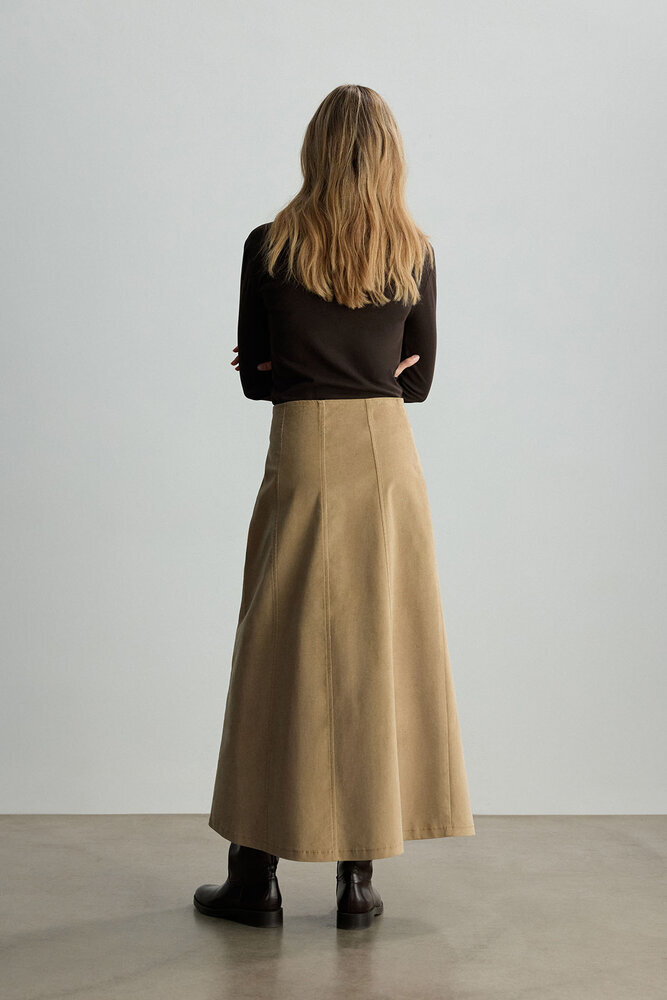 BE BLUE - KUM KADİFE PARÇALI ETEK