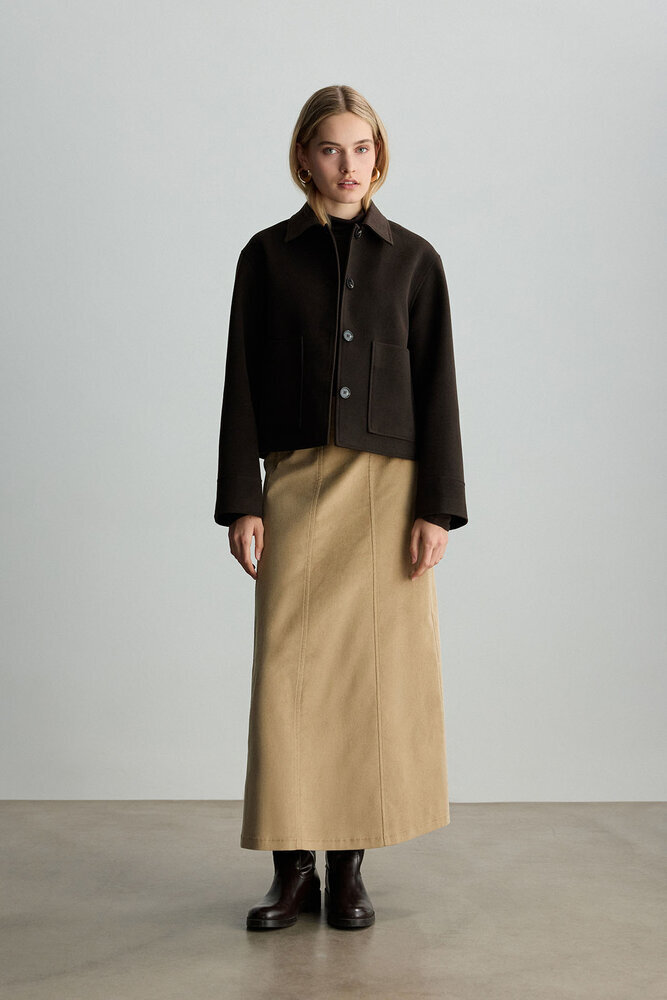 BE BLUE - KUM KADİFE PARÇALI ETEK