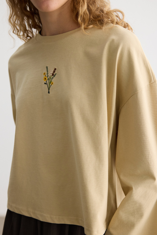 BE BLUE - KUM UZUN KOLLU NAKIŞLI T-SHIRT