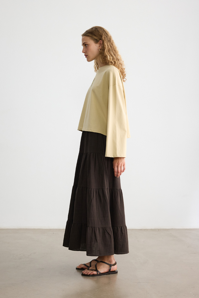 BE BLUE - KUM UZUN KOLLU NAKIŞLI T-SHIRT