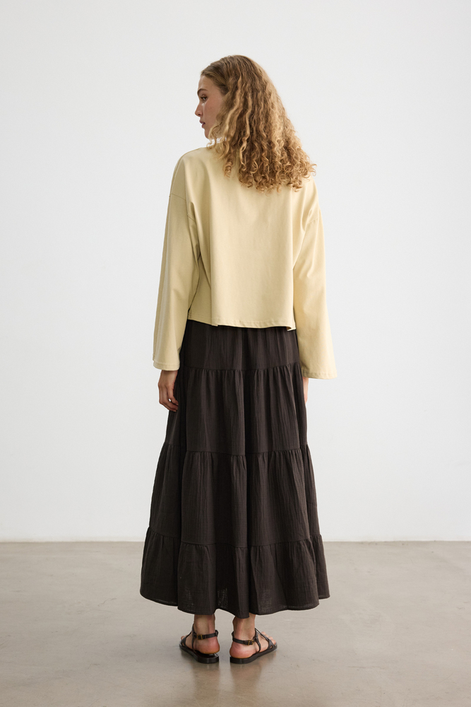 BE BLUE - KUM UZUN KOLLU NAKIŞLI T-SHIRT