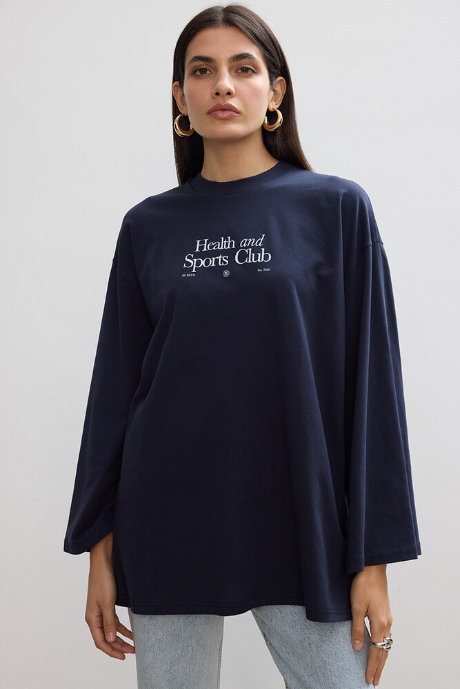 BE BLUE - HEALTH AND SPORTS UZUN KOLLU T-SHIRT