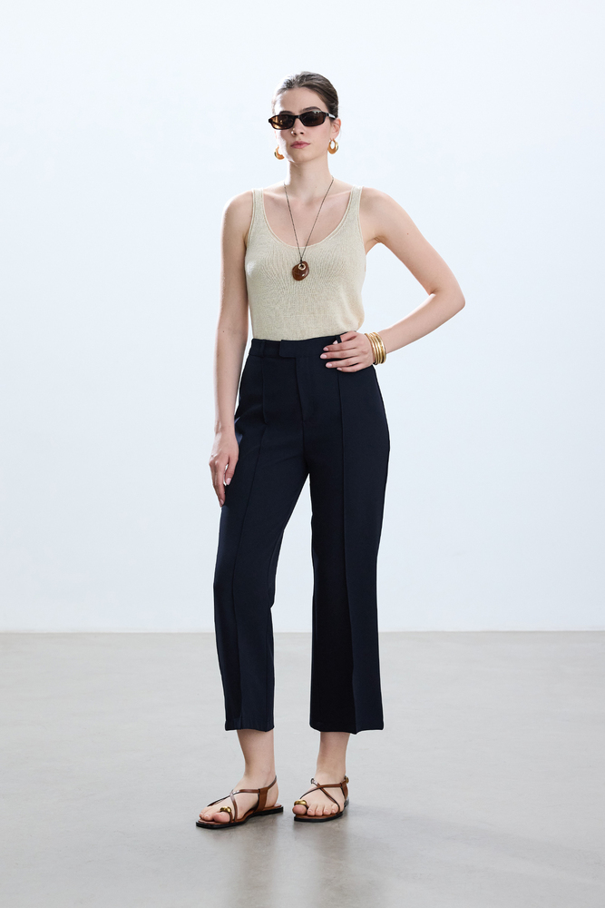 BE BLUE - LACİVERT FLARE PANTOLON