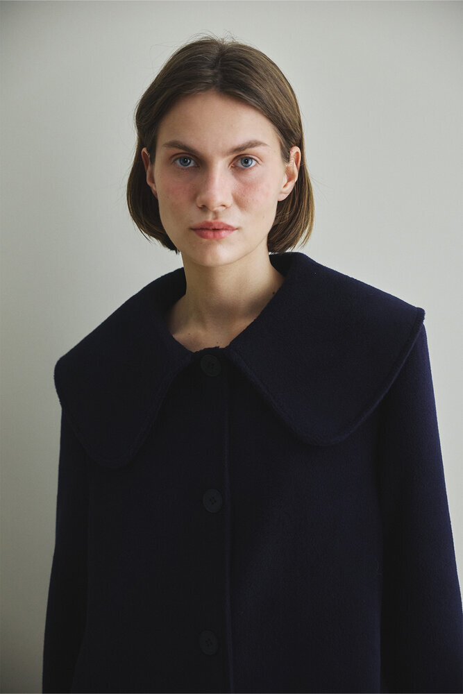 BE BLUE - LACİVERT GENİŞ YAKALI MİNİMAL KABAN