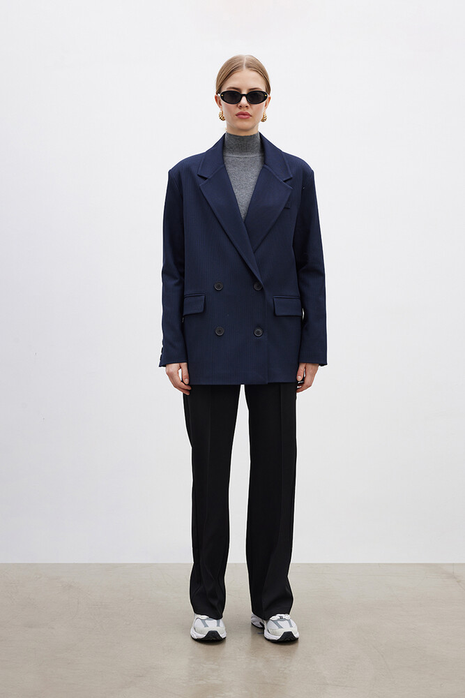 LACİVERT KAZAYAĞI OVERSIZE BLAZER