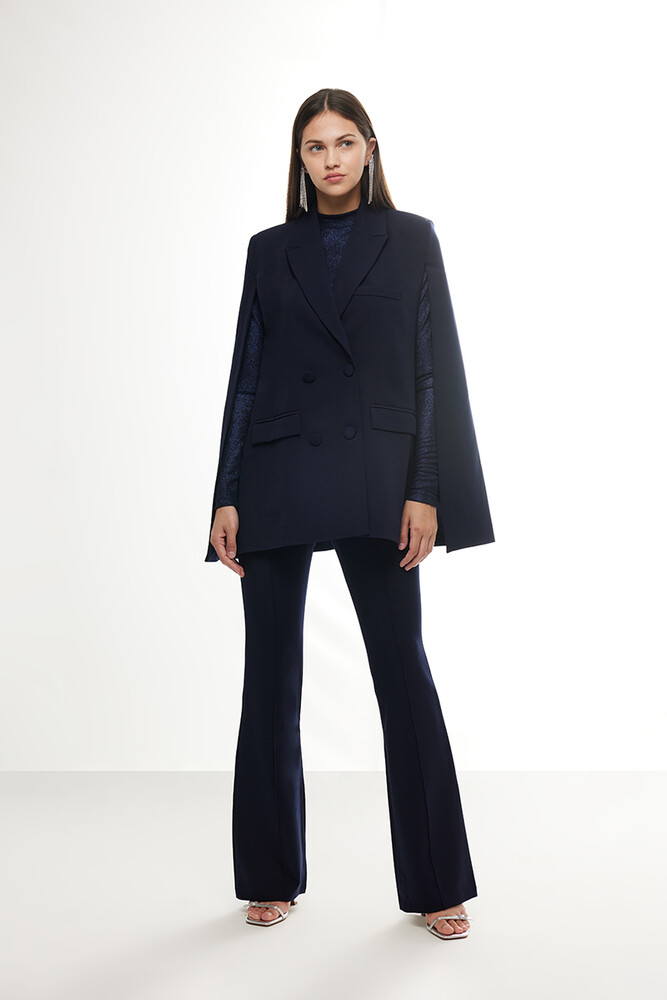 BE BLUE - LACİVERT PELERİN BLAZER