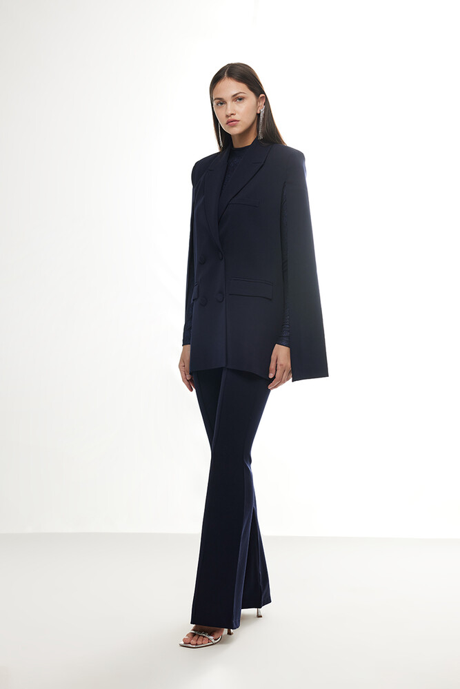 BE BLUE - LACİVERT PELERİN BLAZER