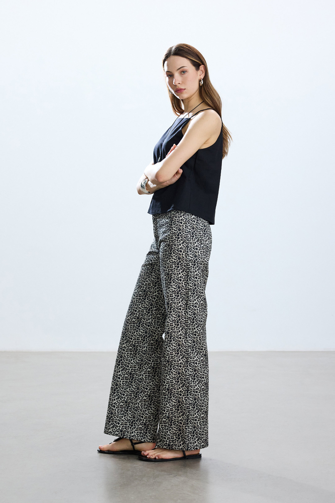 BE BLUE - LEOPAR DESENLİ GABARDİN PANTOLON