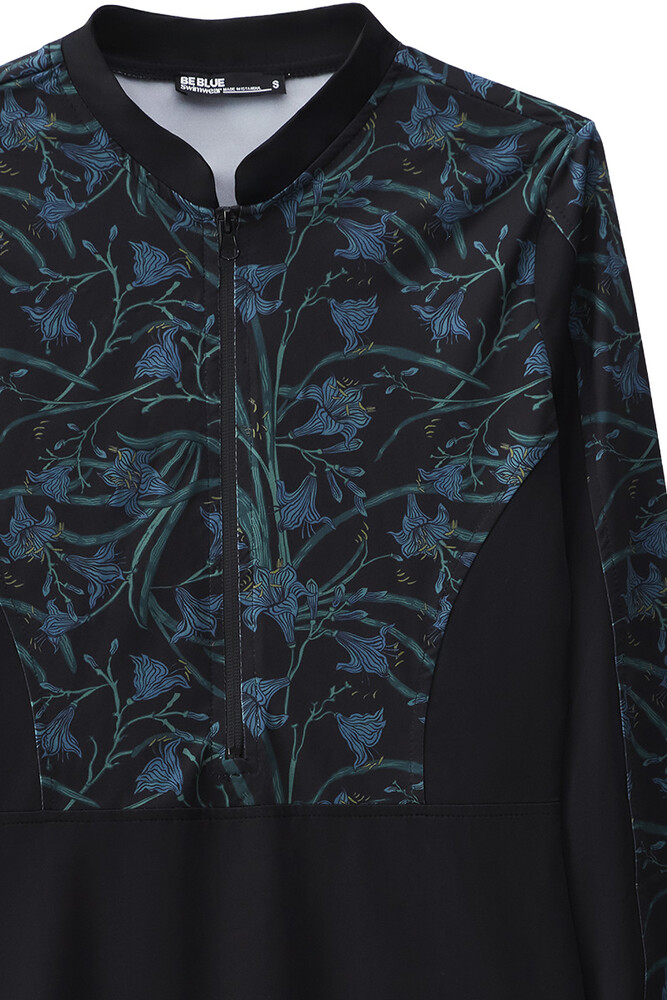 BE BLUE - LİLYUM DESENLİ SURF MAYO ELBİSE