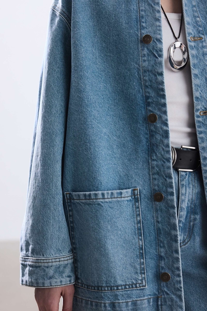 BE BLUE - MAVİ CEP DETAYLI DENİM CEKET