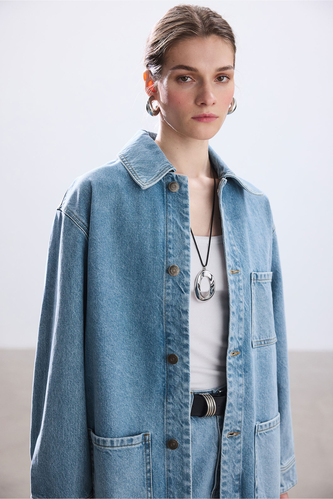 BE BLUE - MAVİ CEP DETAYLI DENİM CEKET