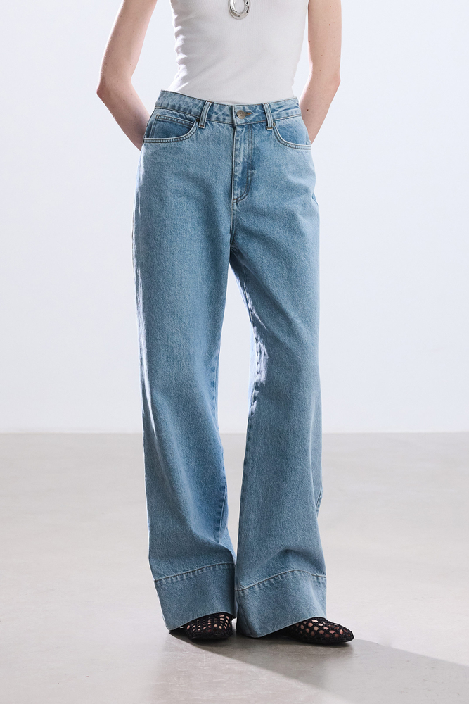 BE BLUE - MAVİ GENİŞ PAÇA DENİM PANTOLON
