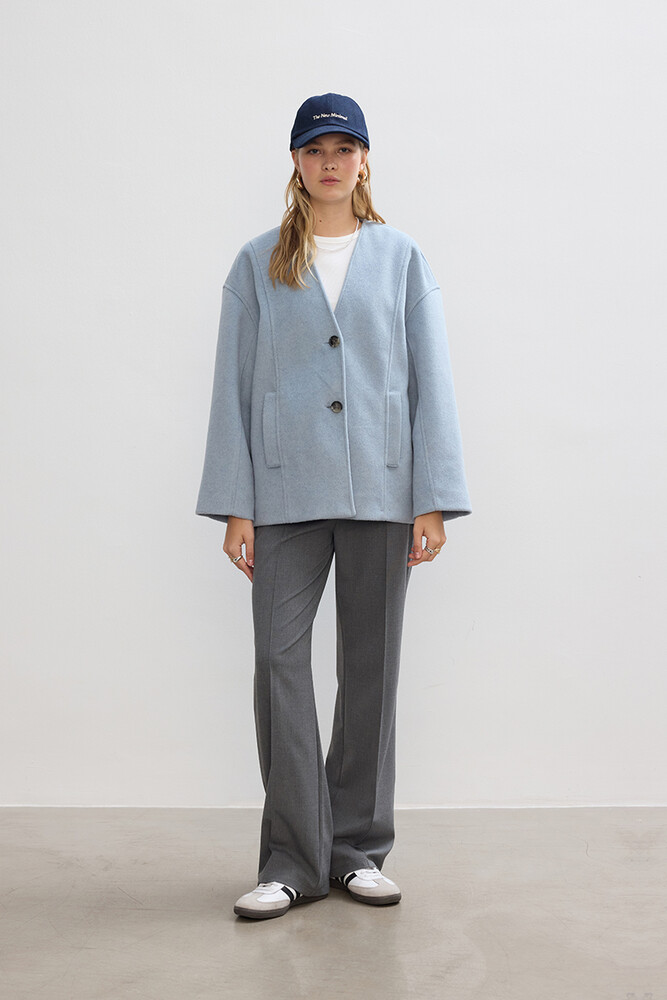 BE BLUE - MAVİ MİNİMAL KISA KAŞE KABAN