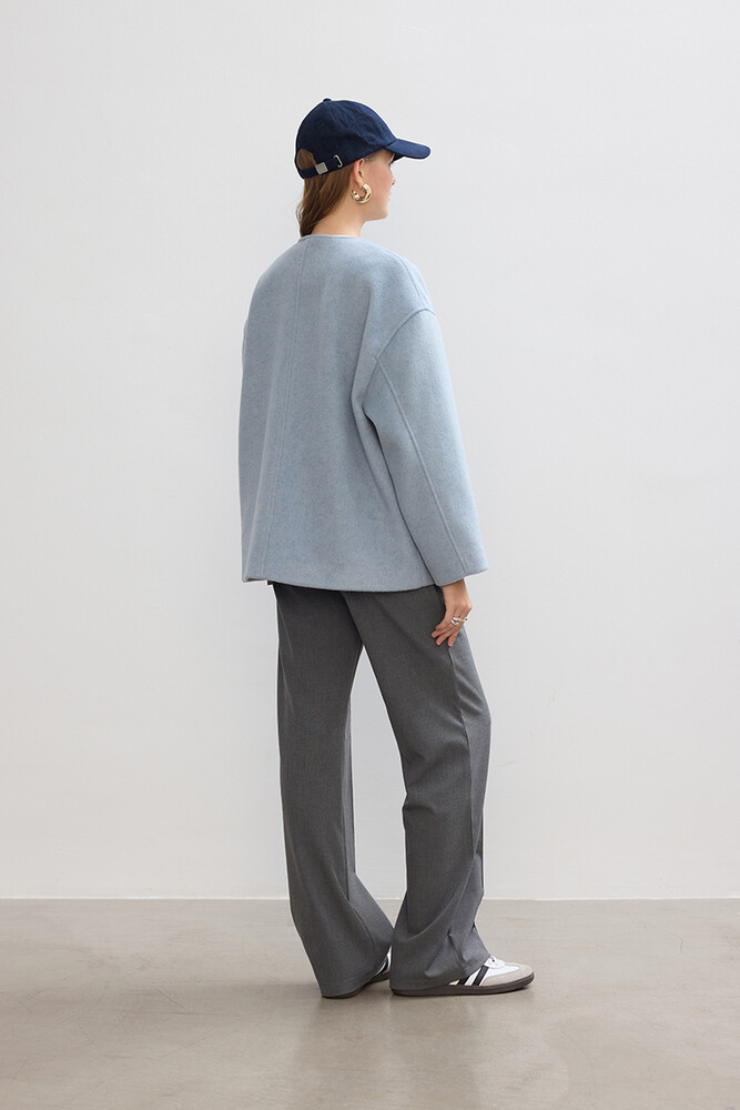 BE BLUE - MAVİ MİNİMAL KISA KAŞE KABAN