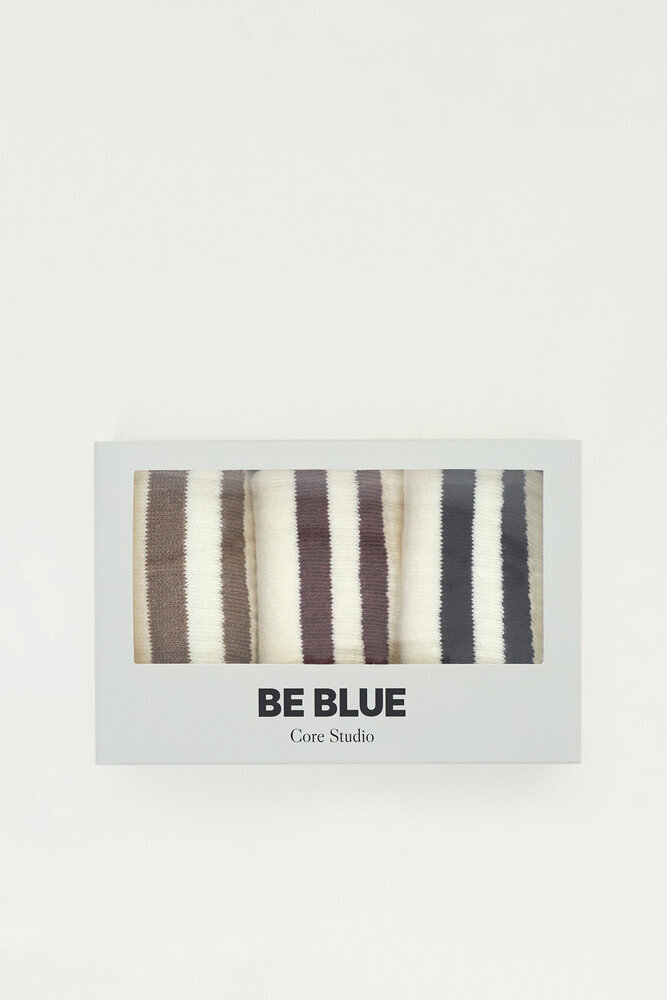 BE BLUE - NATÜREL ÇİZGİLİ ÇORAP SETİ