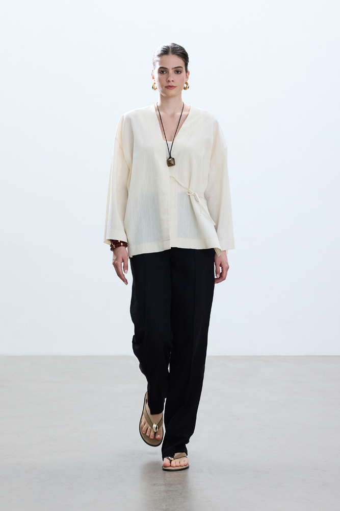 BE BLUE - NATÜREL DOKULU KİMONO