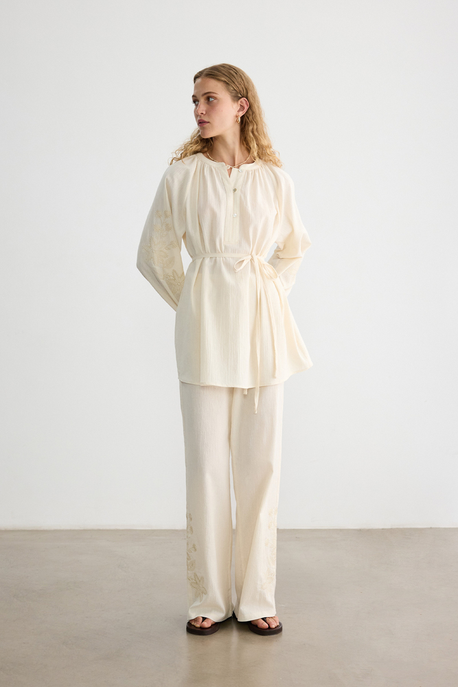 BE BLUE - NATÜREL NAKIŞ DETAYLI PANTOLON