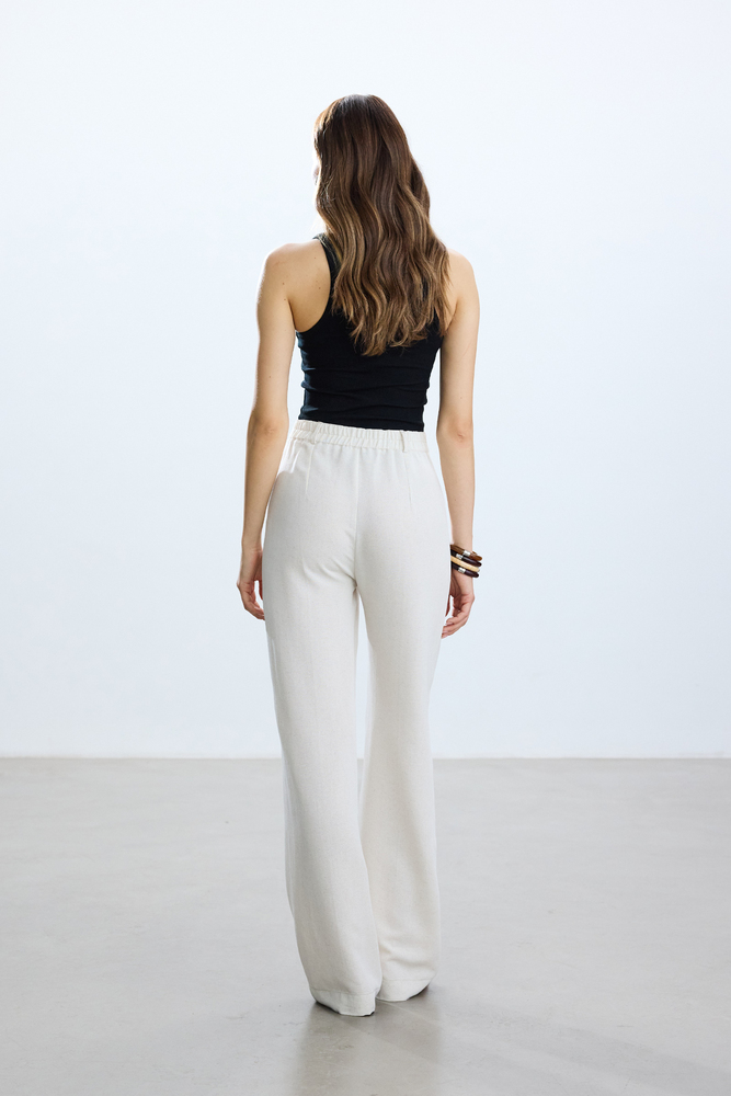 BE BLUE - NATÜREL NERVÜRLÜ VİSKON KETEN PANTOLON