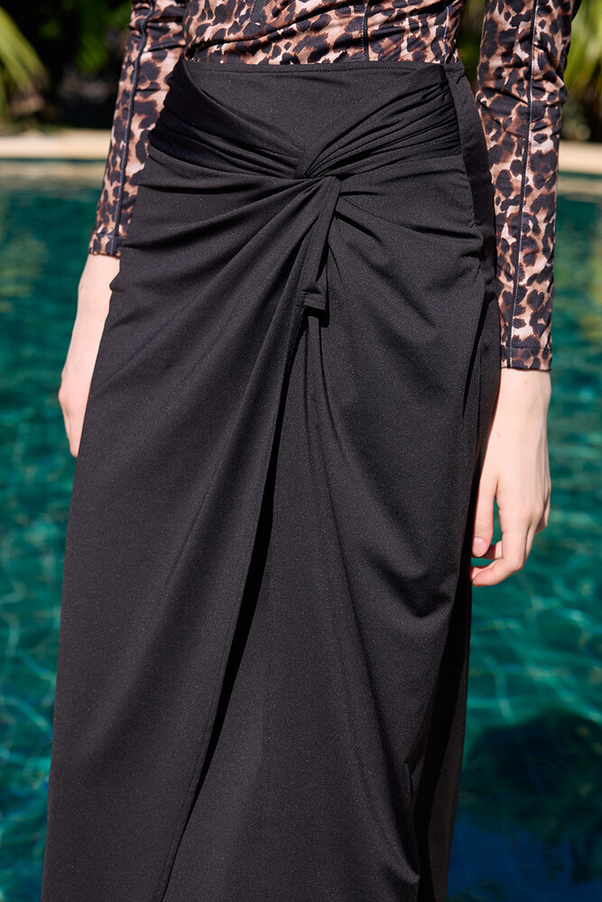 BE BLUE - SİYAH PAREO TESETTÜR PLAJ ETEĞİ