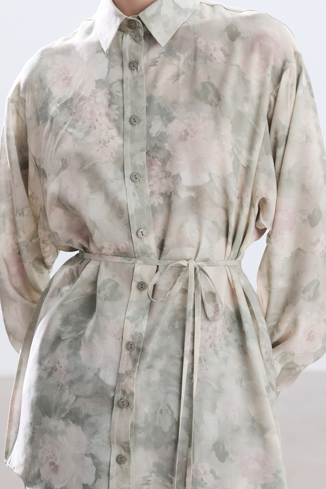 BE BLUE - PASTEL BRUSH DESENLİ VINTAGE GÖMLEK