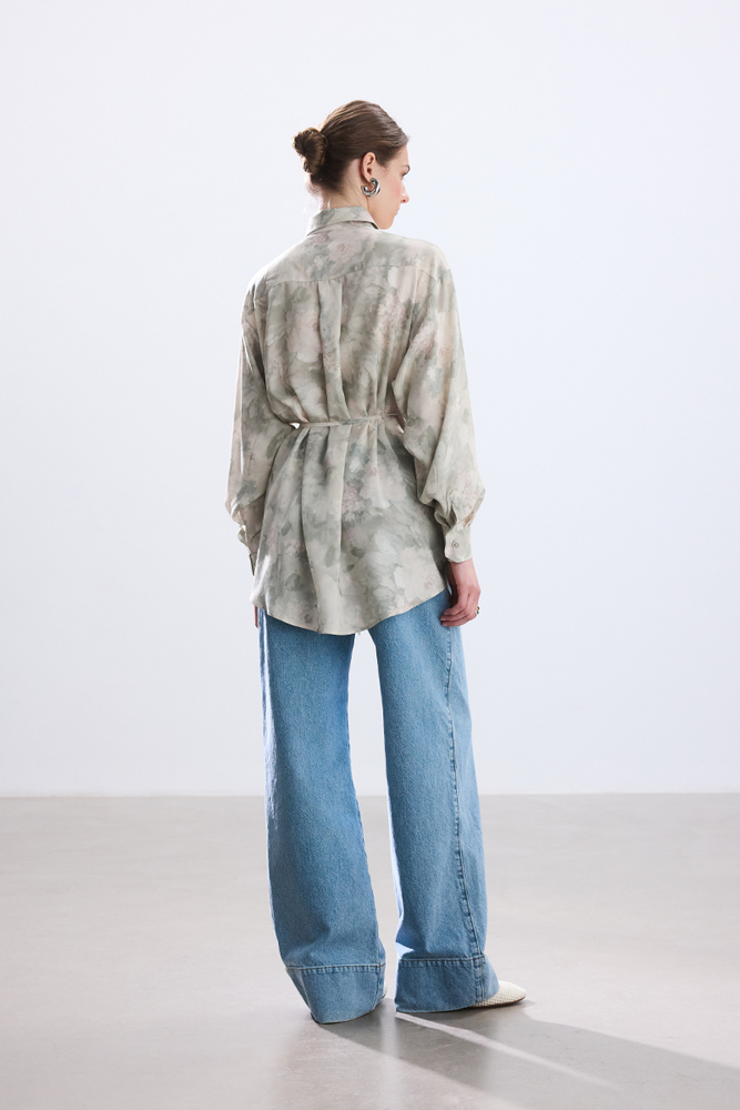 BE BLUE - PASTEL BRUSH DESENLİ VINTAGE GÖMLEK