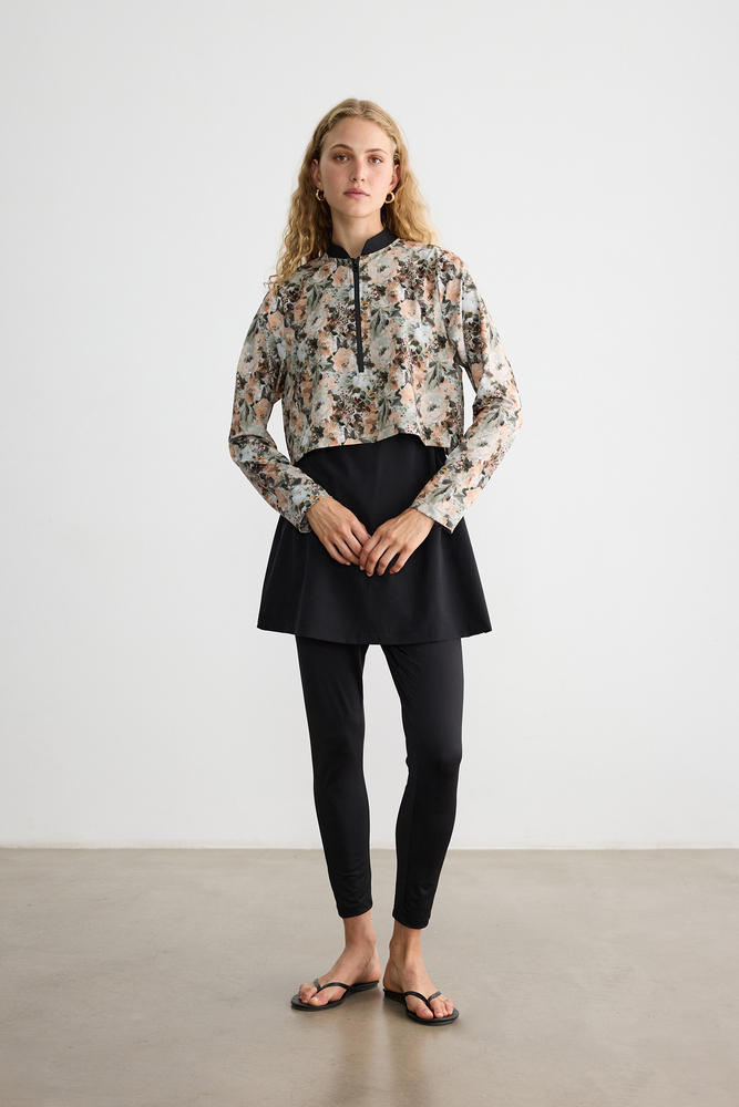 BE BLUE - PASTEL DESENLİ COMFORT TESETTÜR MAYO ELBİSE