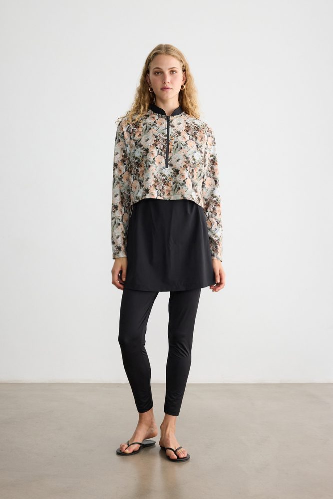 BE BLUE - PASTEL DESENLİ COMFORT TESETTÜR MAYO ELBİSE