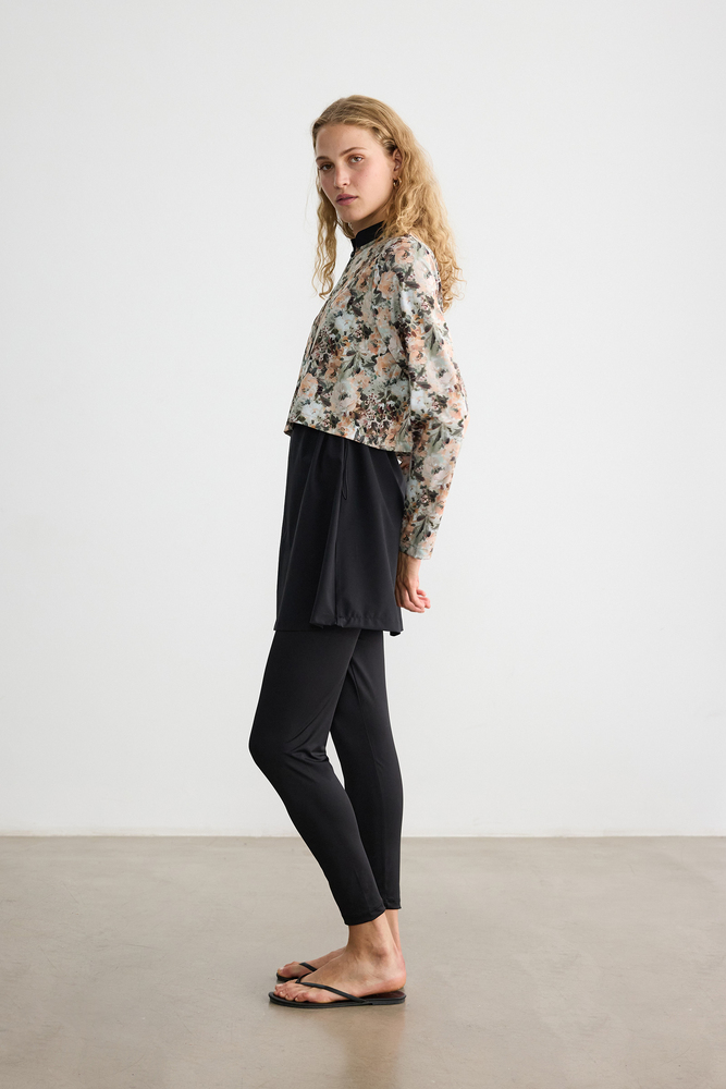 BE BLUE - PASTEL DESENLİ COMFORT TESETTÜR MAYO ELBİSE