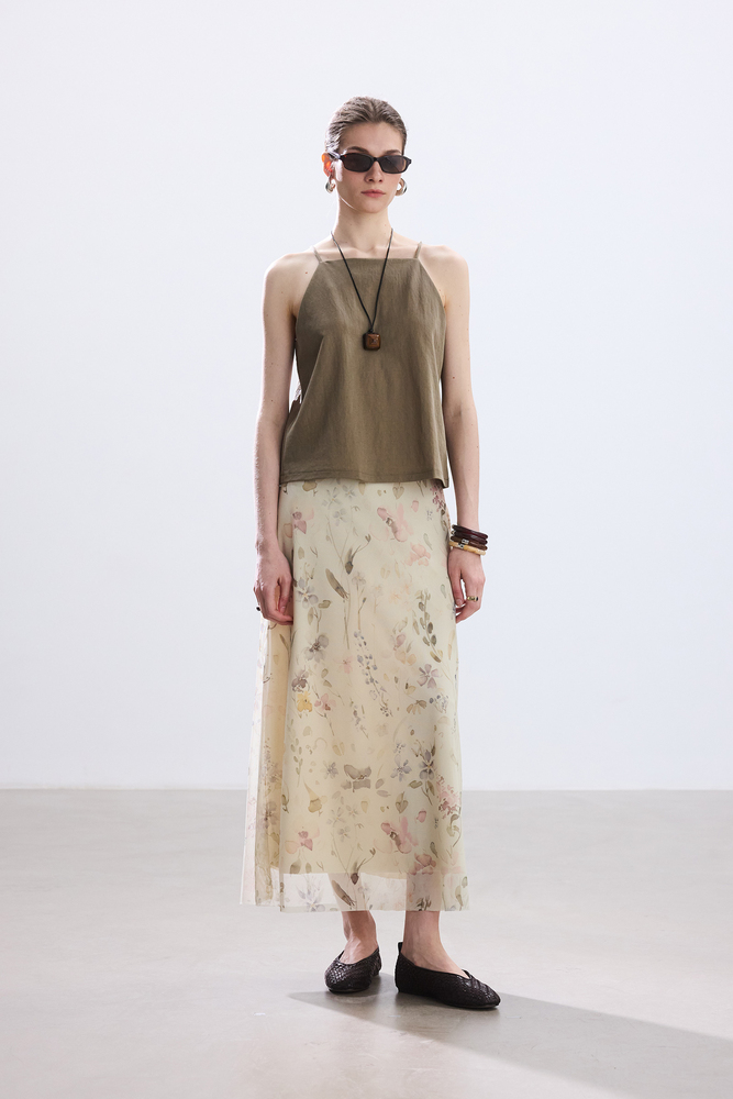 BE BLUE - PASTEL FLORAL DESENLİ TÜL ETEK