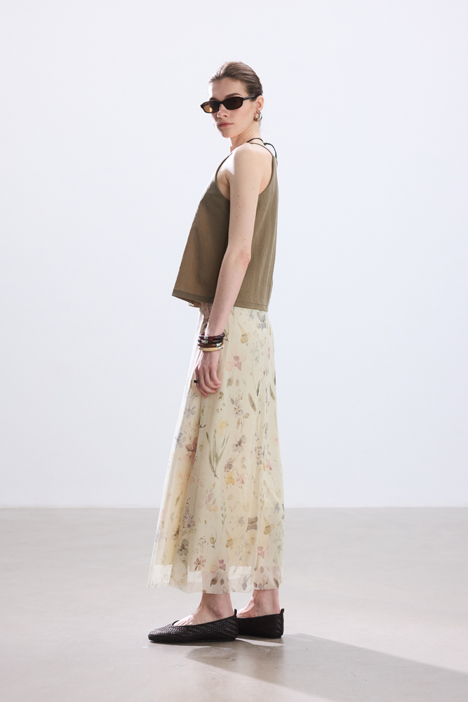 BE BLUE - PASTEL FLORAL DESENLİ TÜL ETEK