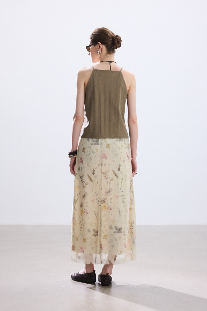 BE BLUE - PASTEL FLORAL DESENLİ TÜL ETEK