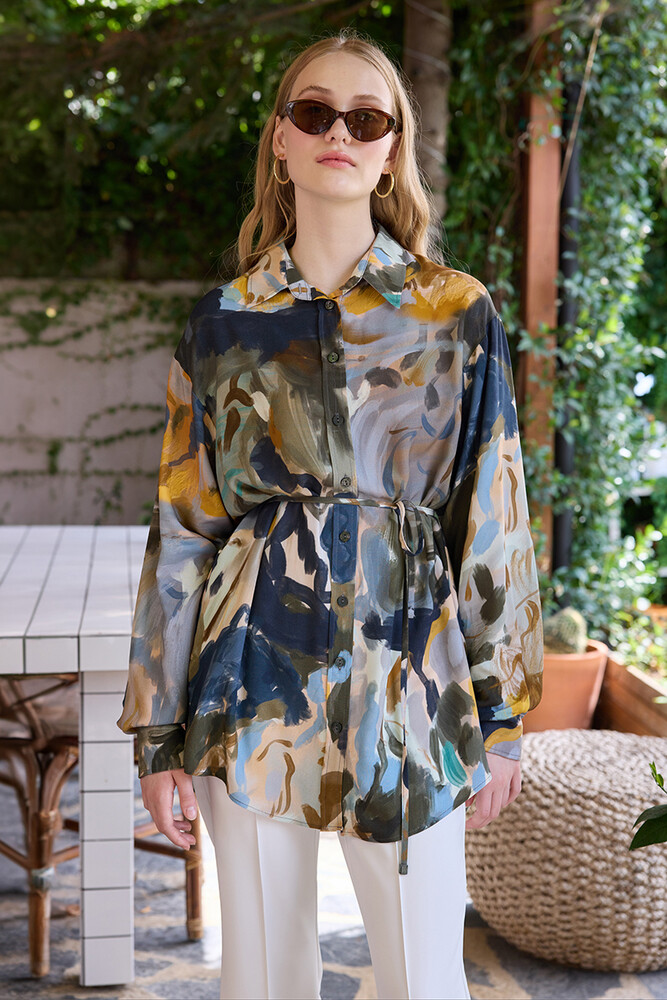 BE BLUE - PASTEL TABLO DESENLİ VINTAGE GÖMLEK