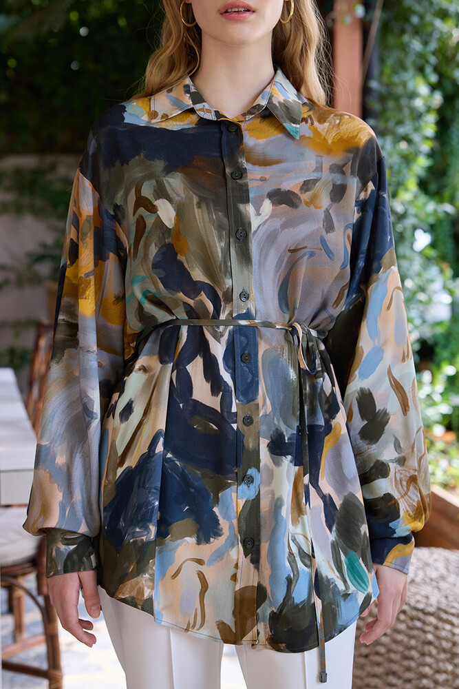 BE BLUE - PASTEL TABLO DESENLİ VINTAGE GÖMLEK