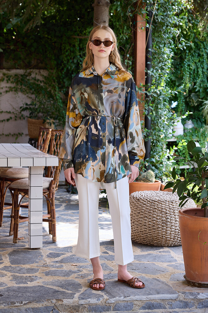 BE BLUE - PASTEL TABLO DESENLİ VINTAGE GÖMLEK