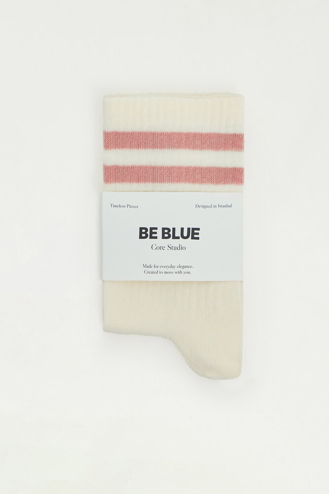 BE BLUE - PEMBE ÇİZGİ DETAYLI ÇORAP