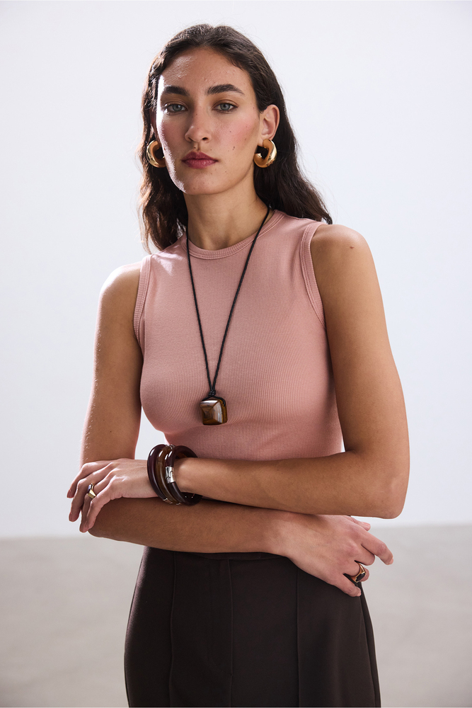 BE BLUE - PEMBE FİTİLLİ ÜST