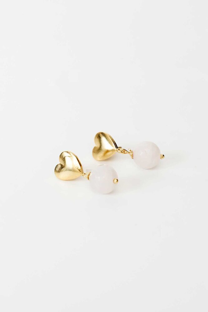 BE BLUE - PEMBE KUVARS DOĞAL TAŞLI KÜPE