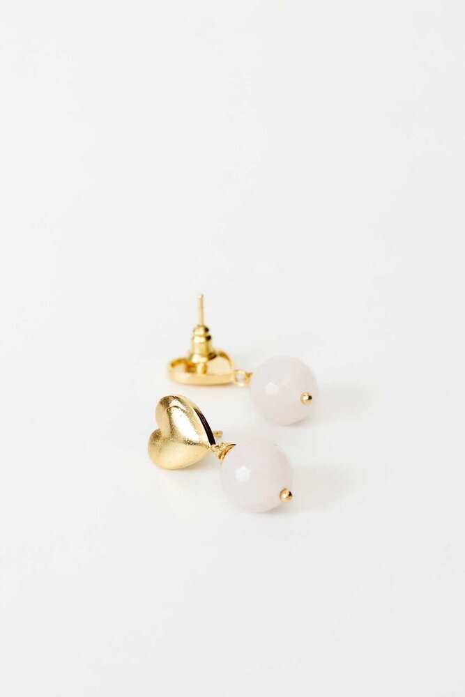 BE BLUE - PEMBE KUVARS DOĞAL TAŞLI KÜPE