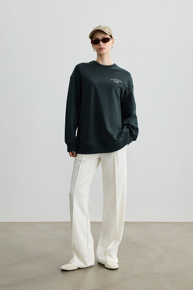 PETROL BİSİKLET YAKA UZUN SWEATSHIRT - Thumbnail