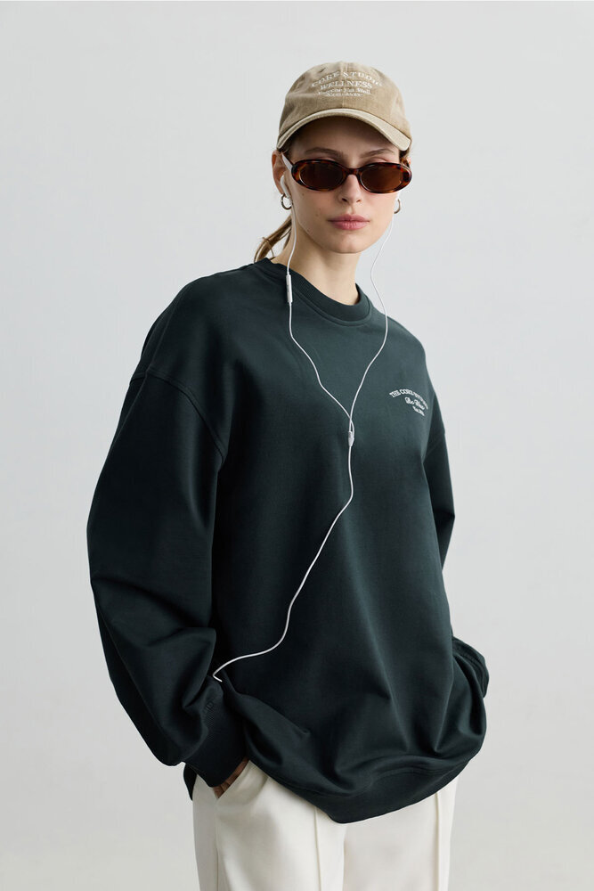 PETROL BİSİKLET YAKA UZUN SWEATSHIRT - Thumbnail