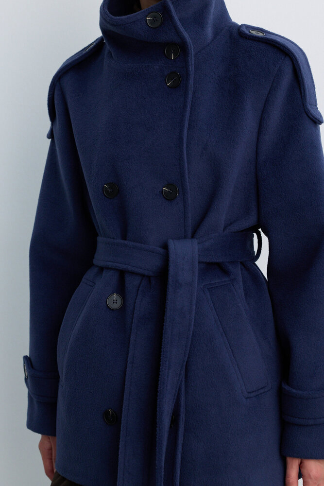 BE BLUE - PETROL DİK YAKA KAŞE KABAN